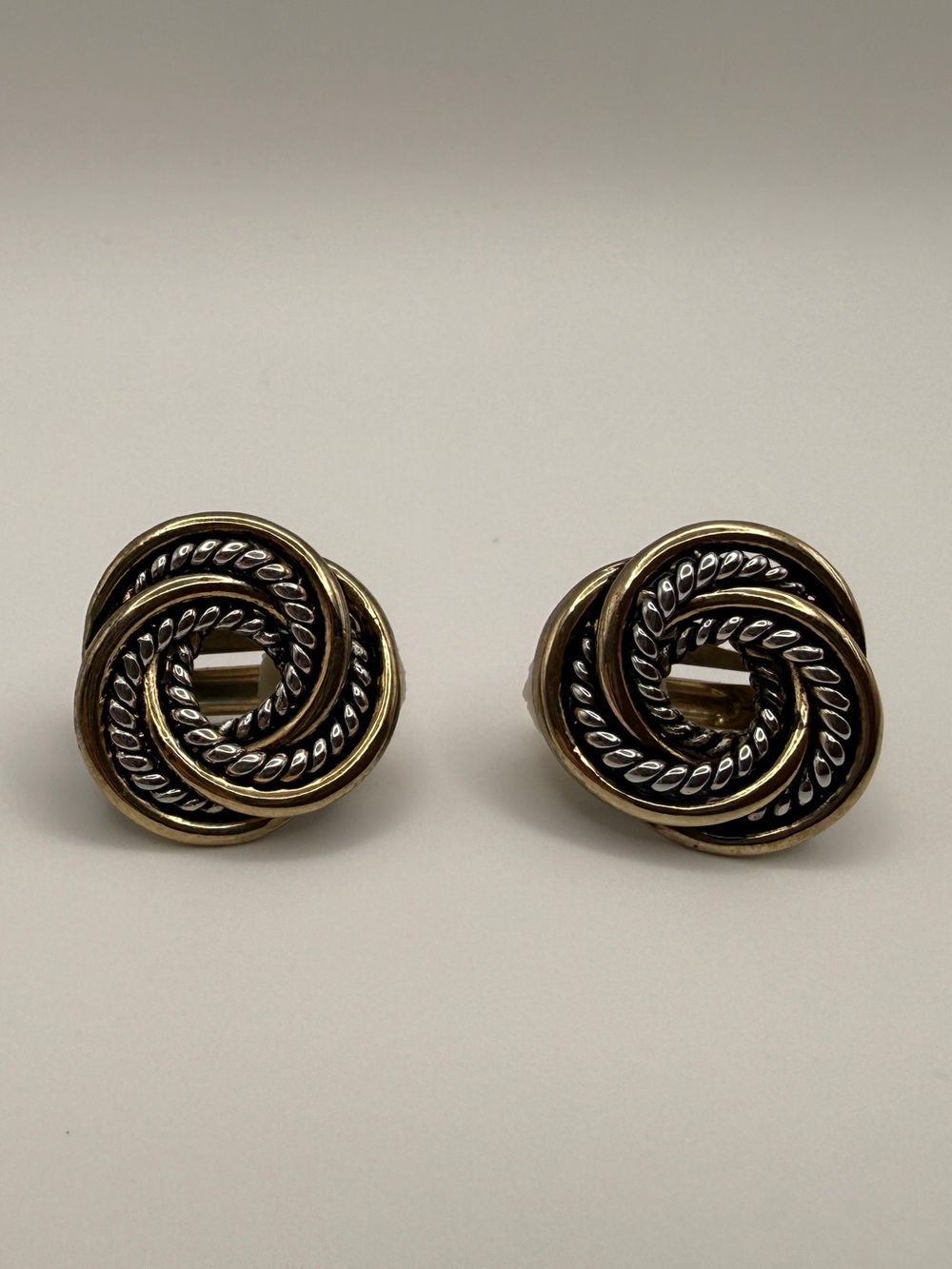 Vintage Twisted Knot Gold & Silver Tone Clip-On Earrings